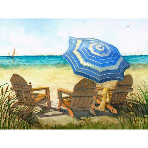 At The Beach Gold Ornate Wood Framed Art Print with Double Matting by Rizzo, Gene