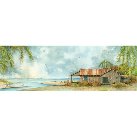 Beachside Bait Gold Ornate Wood Framed Art Print with Double Matting by Rizzo, Gene