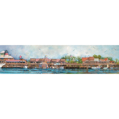 Boardwalk at Johns Pass Gold Ornate Wood Framed Art Print with Double Matting by Rizzo, Gene