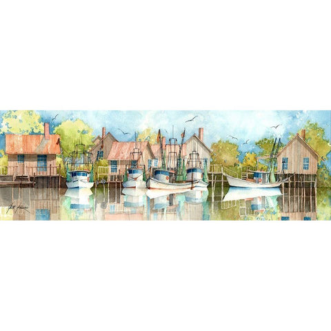 Bayou Reflections Black Modern Wood Framed Art Print with Double Matting by Rizzo, Gene