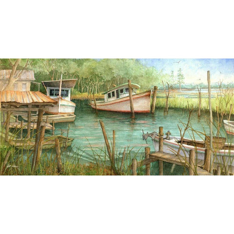 Cozy Creek Black Modern Wood Framed Art Print by Rizzo, Gene