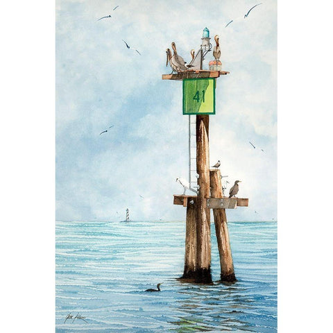 Channel Marker 41 Black Modern Wood Framed Art Print by Rizzo, Gene