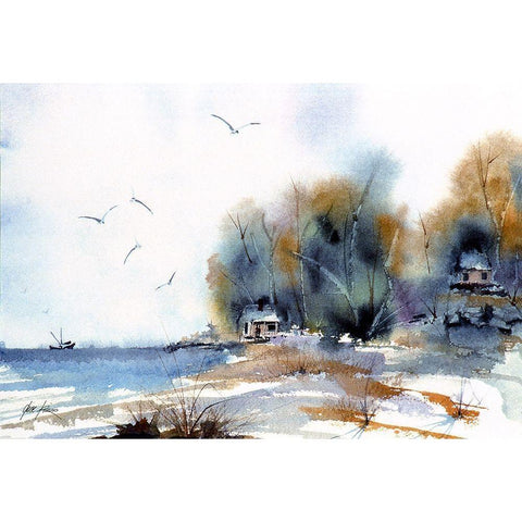 Coastal Gold Ornate Wood Framed Art Print with Double Matting by Rizzo, Gene