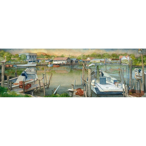 Quaint Village White Modern Wood Framed Art Print by Rizzo, Gene