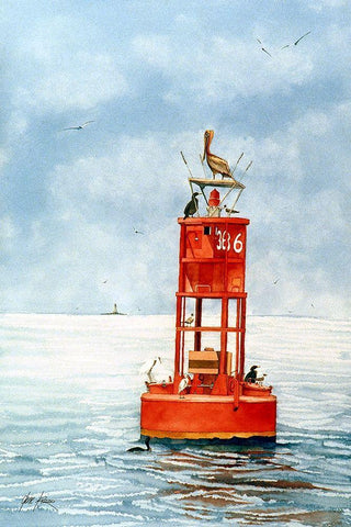 Red-Right-Returning White Modern Wood Framed Art Print with Double Matting by Rizzo, Gene