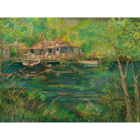 The Swamp Black Modern Wood Framed Art Print with Double Matting by Rizzo, Gene