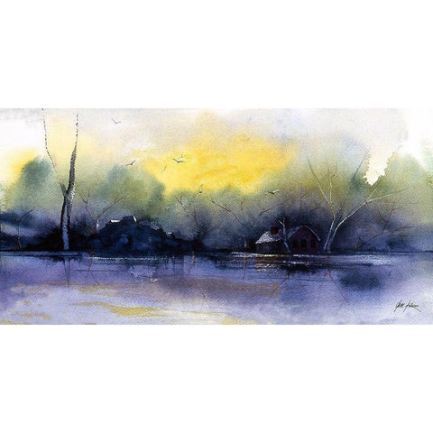 Wetlands Gold Ornate Wood Framed Art Print with Double Matting by Rizzo, Gene