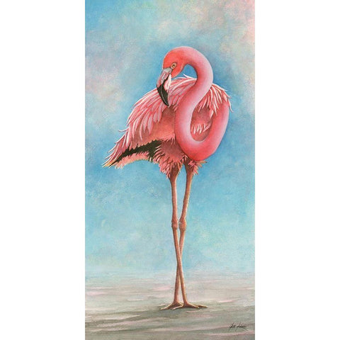 Flamingo - Sassy White Modern Wood Framed Art Print by Rizzo, Gene