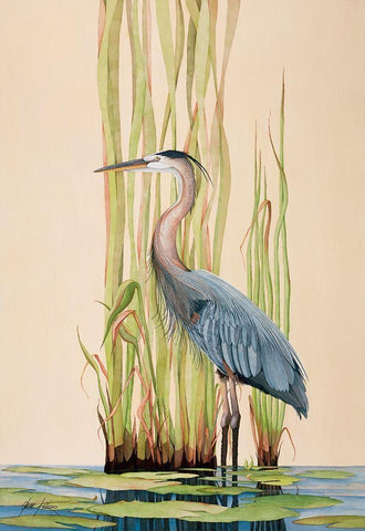 Great Blue Heron White Modern Wood Framed Art Print with Double Matting by Rizzo, Gene