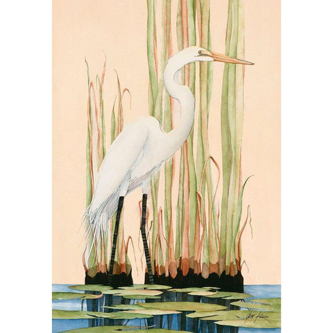 Great White Egret White Modern Wood Framed Art Print by Rizzo, Gene