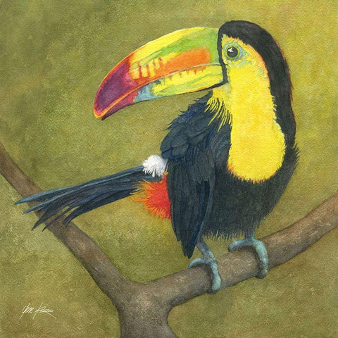Toucan Black Ornate Wood Framed Art Print with Double Matting by Rizzo, Gene