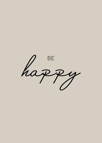 Be Happy White Modern Wood Framed Art Print with Double Matting by Mi, Suki