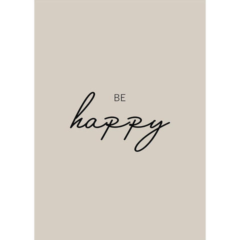 Be Happy White Modern Wood Framed Art Print by Mi, Suki