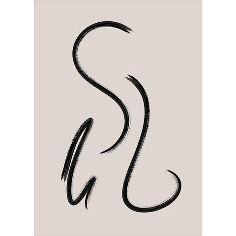 Brush Lines No.1 Black Modern Wood Framed Art Print with Double Matting by Ratcliffe, Tiffany