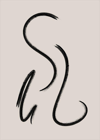 Brush Lines No.1 Black Ornate Wood Framed Art Print with Double Matting by Ratcliffe, Tiffany