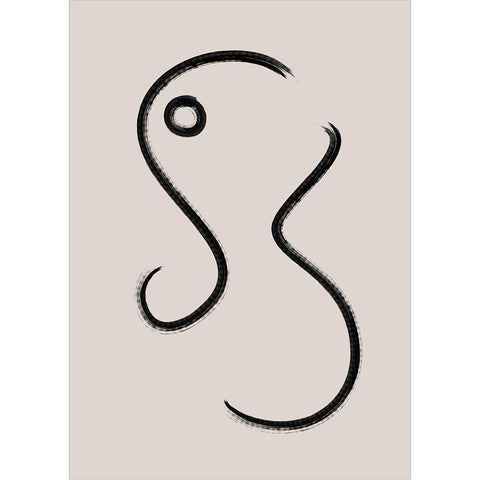 Brush Lines No.2 Black Modern Wood Framed Art Print with Double Matting by Ratcliffe, Tiffany