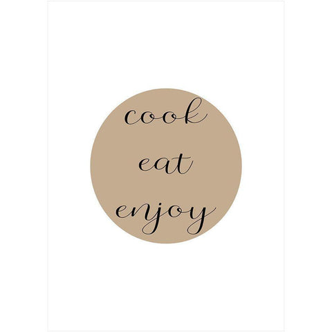 Cook Eat Enjoy White Modern Wood Framed Art Print by Mi, Suki