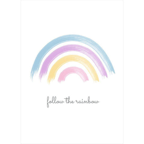 Follow the Rainbow White Modern Wood Framed Art Print by Ratcliffe, Tiffany