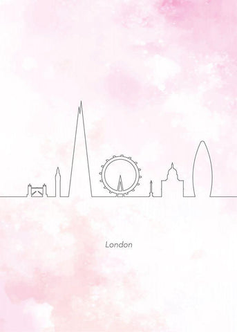 London Skyline White Modern Wood Framed Art Print with Double Matting by Hollie, Jasmine