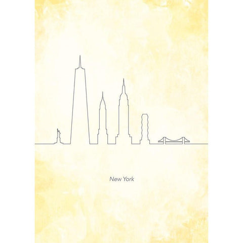 New York Skyline Gold Ornate Wood Framed Art Print with Double Matting by Hollie, Jasmine