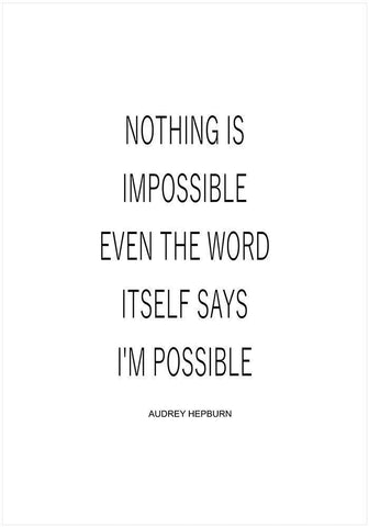 Nothing is Impossible White Modern Wood Framed Art Print with Double Matting by Mi, Suki