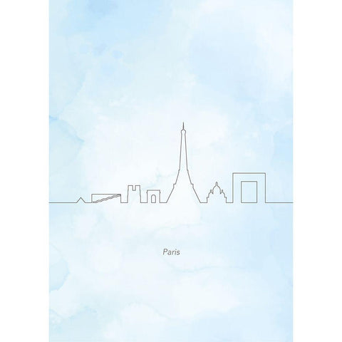 Paris Skyline White Modern Wood Framed Art Print by Hollie, Jasmine