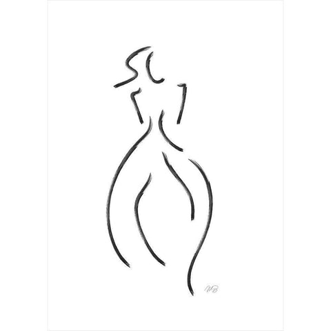 Simple Sketch - Chloe Black Modern Wood Framed Art Print with Double Matting by Ratcliffe, Tiffany