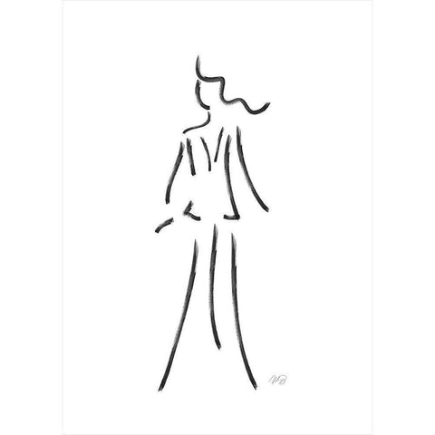 Simple Sketch - Yves Black Modern Wood Framed Art Print with Double Matting by Ratcliffe, Tiffany