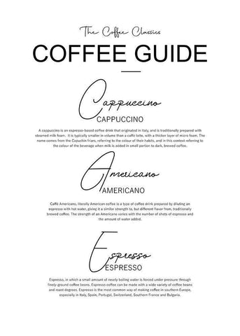 Coffee Guide White Modern Wood Framed Art Print with Double Matting by Mi, Suki