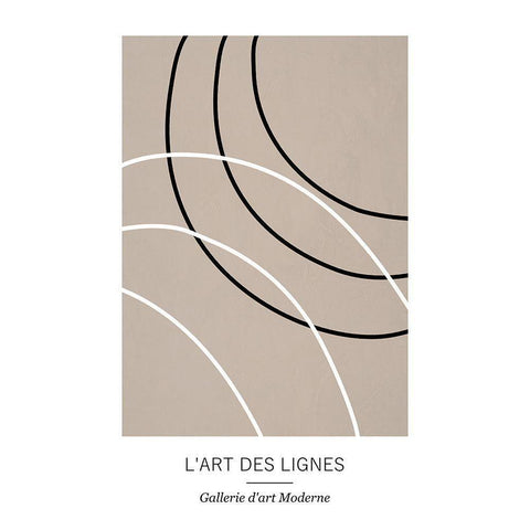 Lignes Black Modern Wood Framed Art Print with Double Matting by Ratcliffe, Tiffany