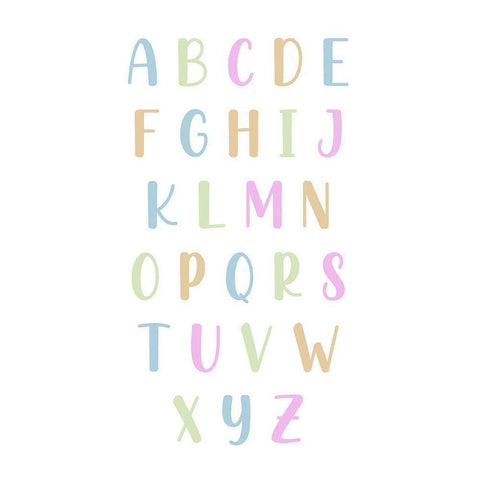 Pastel Alphabet  White Modern Wood Framed Art Print by Mi, Suki