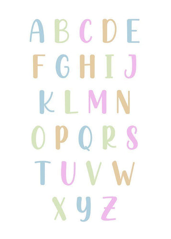 Pastel Alphabet  White Modern Wood Framed Art Print with Double Matting by Mi, Suki