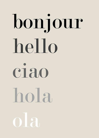 Bonjour-Hello Black Ornate Wood Framed Art Print with Double Matting by Mi, Suki