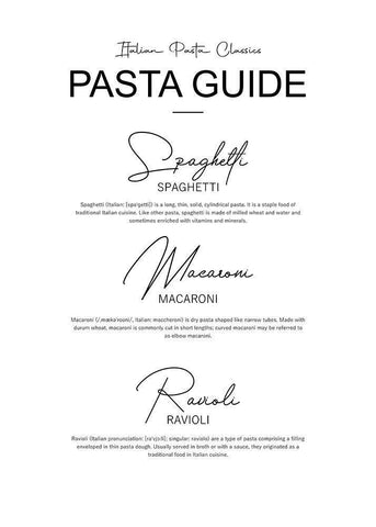 Italian Pasta Types White Modern Wood Framed Art Print with Double Matting by Mi, Suki