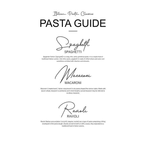 Italian Pasta Types White Modern Wood Framed Art Print by Mi, Suki