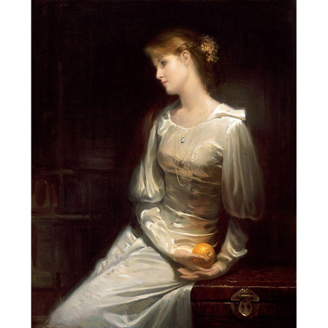 Pensive Lady White Modern Wood Framed Art Print by Murray, Alan