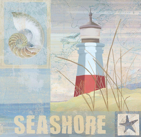 Coastal Beacon II Black Ornate Wood Framed Art Print with Double Matting by Art Licensing Studio