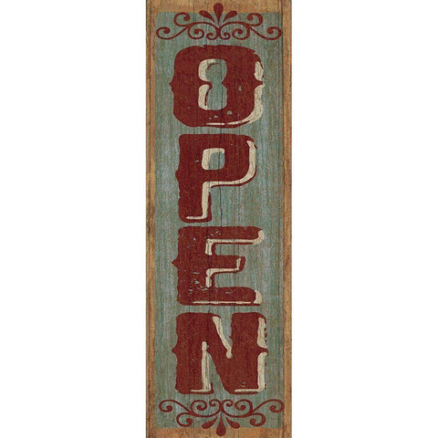 OPEN Sign 3 Black Modern Wood Framed Art Print with Double Matting by Art Licensing Studio