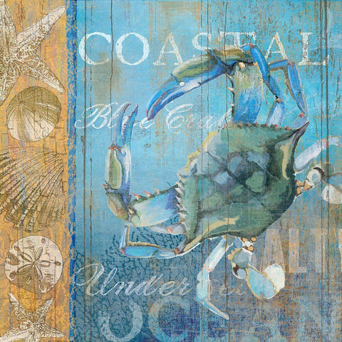 Crab and Sea Gold Ornate Wood Framed Art Print with Double Matting by Art Licensing Studio