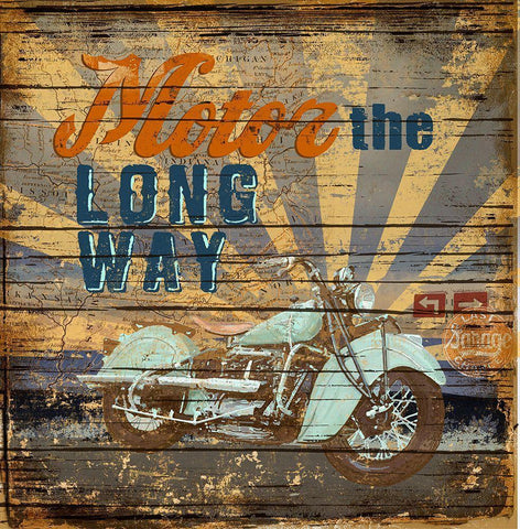 Motor the Way White Modern Wood Framed Art Print with Double Matting by Art Licensing Studio