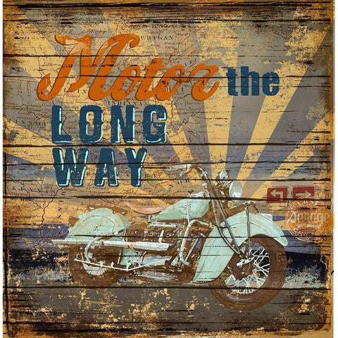 Motor the Way White Modern Wood Framed Art Print by Art Licensing Studio