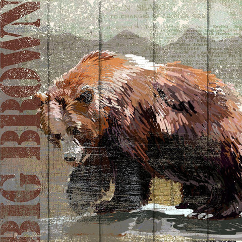 Open Season Bear Black Modern Wood Framed Art Print with Double Matting by Art Licensing Studio