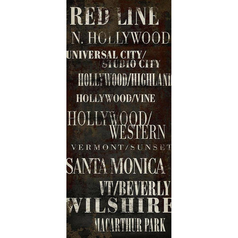 LA Red Line Gold Ornate Wood Framed Art Print with Double Matting by Art Licensing Studio