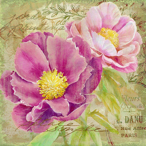 Peony Garden II Gold Ornate Wood Framed Art Print with Double Matting by Art Licensing Studio