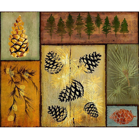 Pines and Oak I Black Modern Wood Framed Art Print with Double Matting by Art Licensing Studio