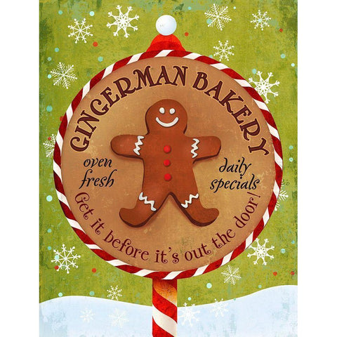 Gingerman Bakery White Modern Wood Framed Art Print by Art Licensing Studio