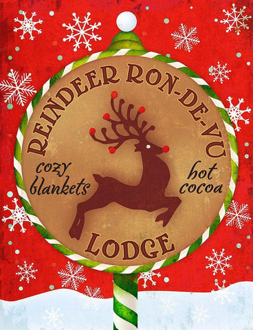 Reindeer Lodge Black Ornate Wood Framed Art Print with Double Matting by Art Licensing Studio