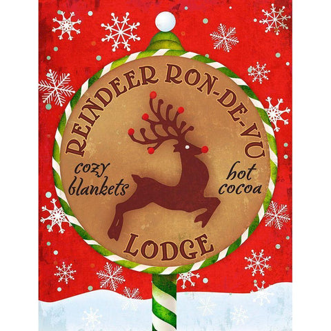 Reindeer Lodge White Modern Wood Framed Art Print by Art Licensing Studio