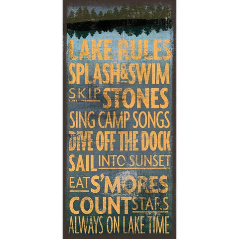 Lake Rules White Modern Wood Framed Art Print by Art Licensing Studio