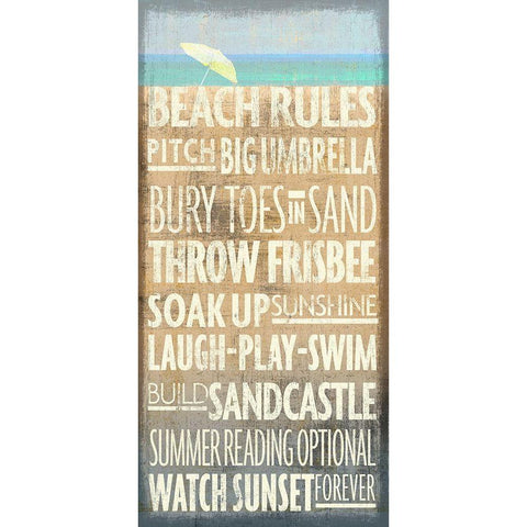 Beach Rules White Modern Wood Framed Art Print by Art Licensing Studio